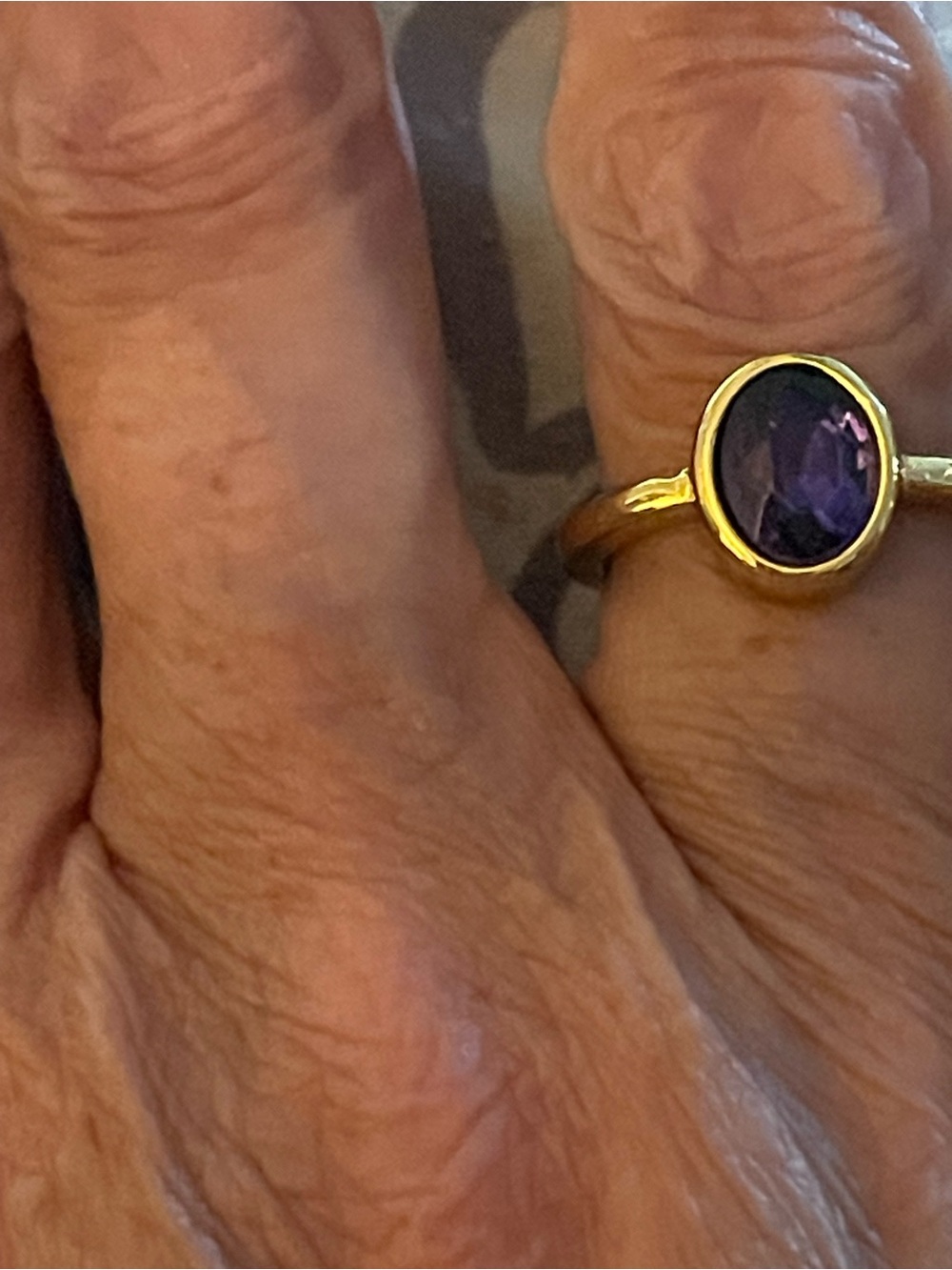 Gold Ring with Purple Oval Gemstone - Women's Jewelry size 6